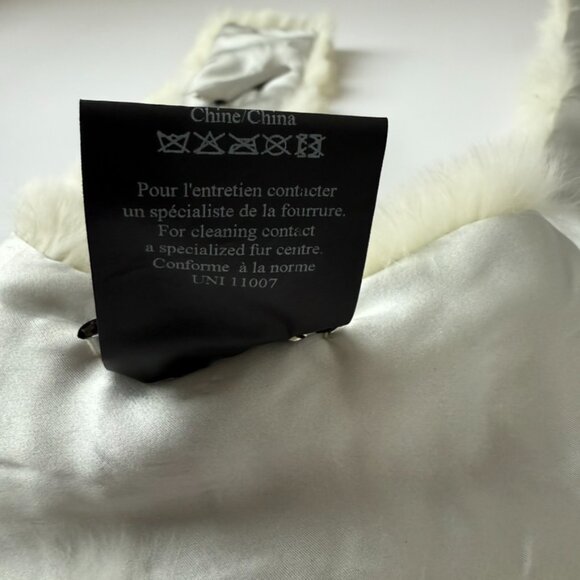 Yves Salomon White Rabbit Fur Scarf Stole 30" | Quiet Luxury Accessory - Picture 5 of 5